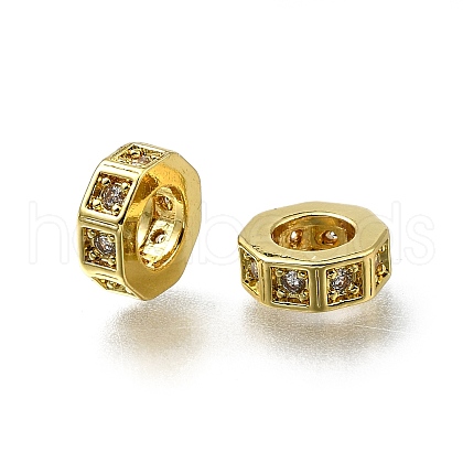 Brass Micro Pave Clear Cubic Zirconia Beads ZIRC-I070-091G-1
