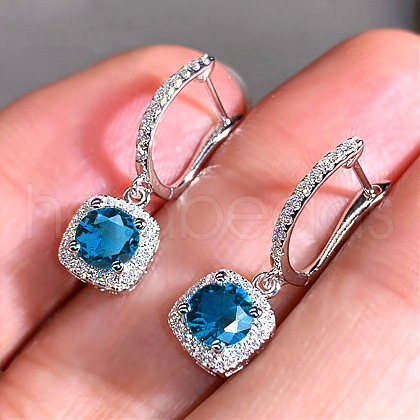 Brass Cubic Zirconia Hoop Earrings WGBBAEC-03-1
