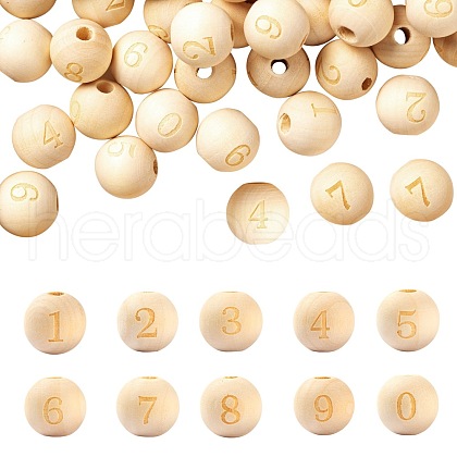 100Pcs 10 Style Unfinished Natural Wood European Beads WOOD-LS0001-02-1