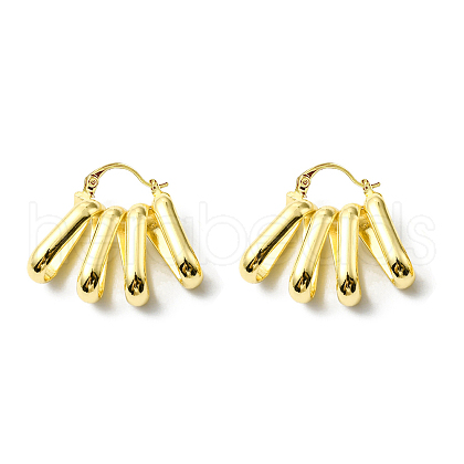 Rack Plating Brass Wave Oval Hoop Earrings EJEW-D055-17G-1