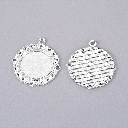 Tibetan Style Alloy Pendant Cabochon Settings TIBE-T003-08S-RS-1