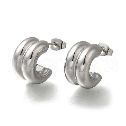 304 Stainless Steel C-Shaped Stud Earrings for Women EJEW-S237-09A-1