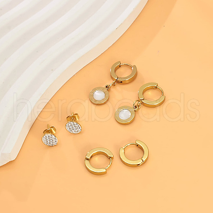 3 Pairs 304 Stainless Steel Flat Round Stud Earring Sets TZ7718-4-1