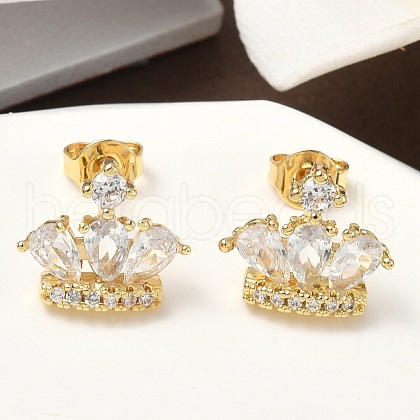 Brass Micro Pave Cubic Zirconia Stud Earrings EJEW-D323-05G-1