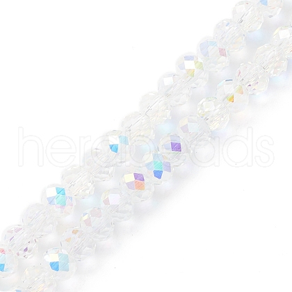 Electroplate Transparent Glass Beads Strands EGLA-K015-07F-1
