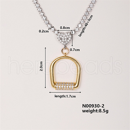 Geometric Arch Brass Micro Pave Cubic Zirconia Pendant Necklaces GX1806-2-1