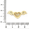 Brass Micro Pave Clear Cubic Zirconia Heart with Bat Wings Connector Charms KK-L229-053G-3