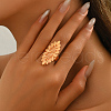 Geometric Leaf Metal Adjustable Open Cuff Rings for Women KB1739-2