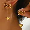 Stylish Stainless Steel Butterfly with Heart Tassel Heart Stud Earrings XV0510-1-1