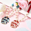 2Pcs Leaf Alloy Enamel Pendant Necklaces for Women NJEW-JN05349-1