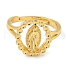 Oval with Saint Rack Plating Brass Adjustable Ring Components RJEW-I105-02G-2