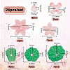 DELORIGIN 24Pcs 7 Styles Simulation Lotus/Lotus Leaf Acrylic Bead Caps FIND-DR001-42-2