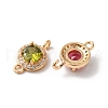 Brass Micro Pave Clear Cubic Zirconia Flat Round Links Connector Charms KK-C062-031G-2
