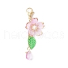 Acrylic Flower & Glass Teardrop Pendant Decoration HJEW-TA00340-3