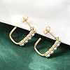 304 Stainless Steel Plastic Imitation Pearl Rectangle Stud Earrings EJEW-M105-09G-4