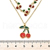 304 Stainless Steel Red Enamel Cherry Pendant Double Layer Necklaces NJEW-M091-03G-3