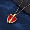 304 Stainless Steel Polymer Clay Rhinestones Wing Openable Pendant Necklaces for Women NJEW-Z065-14G-01-1