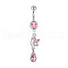 304 Stainless Steel Cubic Zirconia Teardrop Dangle Belly Rings WG60E11-02-5