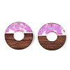 Transparent Resin & Walnut Wood Pendants RESI-N039-63A-3