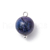 Dyed Natural Rainbow Tiger Eye Round Charms PALLOY-JF03498-02-3