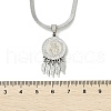 304 Stainless Steel Clear Cubic Zirconia Flat Round Virgin with Feather Pendant Necklaces NJEW-H055-04P-5
