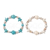 2Pcs Starfish & Turtle Natural Freshwater Shell Beads Stretch Bracelets for Women BJEW-JB11922-2