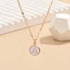 Alloy White Enamel Disc with Initial Pendant Necklaces for Women WG552C5-01-3