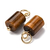 Natural Tiger Eye Column Charms with 304 Stainless Steel Jump Rings G-Q032-01A-2