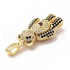 Rack Plating Brass Micro Pave Cubic Zirconia Pendants KK-G456-14G-3