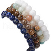 4Pcs Constellation 8mm Round Natural Lapis Lazuli & Malaysia Jade & Flower Amazonite & Yellow Tiger Eye Beaded Stretch Bracelets for Women BJEW-JB10638-5