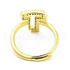 Mixed Color Enamel Initial Letter Adjustable Ring with Clear Cubic Zirconia RJEW-P045-01G-T-3