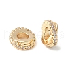 Brass Micro Pave Clear Cubic Zirconia Spacer Beads KK-A253-19G-1