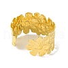 Ion Plating(IP) Flower 304 Stainless Steel Bangles for Women BJEW-B104-02G-3