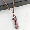 Natural Rhodonite Rectangle Pendant Necklaces FS-WGC5719-06-1