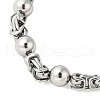 Non-Tarnish Round 304 Stainless Steel Byzantine Chain Bracelets for Men BJEW-B093-06P-2