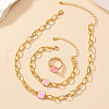 Square Alloy Enamel Cable Chain Necklaces & Bracelets & Rings Sets FS-WG26D3B-01-3