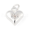 925 Sterling Silver Micro Pave Clear Cubic Zirconia Heart Charms STER-R013-15S-1