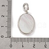 Rhodium Plated 925 Sterling Silver Pave Natural Shell Oval Pendants STER-C009-01P-3