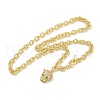 Brass Micro Pave Cubic Zirconia Leopard Pendant Cable Chain Necklaces NJEW-K385-01A-01-1