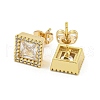 Brass Micro Pave Cubic Zirconia Ear Studs EJEW-P261-33G-2