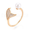 Brass Micro Pave Clear Cubic Zirconia Cuff Ring Settings KK-T076-14G-7