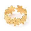 Ion Plating(IP) 304 Stainless Steel Sunflower Open Cuff Ring for Women RJEW-E063-08G-2