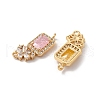 Brass Pave Clear Cubic Zirconia Flower Rectangle Links Connector Charms KK-C062-022G-2