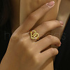 Heart & Flower Brass Pearl Pink Enamel Adjustable Finger Rings FS-WG8B9BA-02-2