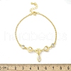 Brass Micro Pave Clear Cubic Zirconia Charm Bracelets for Women BJEW-C083-01A-G-5