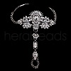 Fashion Alloy & Acrylic Rhinestone Flower Toe Ring Anklets for Beach Party WGAEED0-01-1