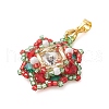Christmas Glass Rhinestone & Seed Bead Pendants PALLOY-MZ00252-3