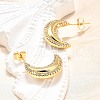 Brass Micro Pave Clear Cubic Zirconia Stud Earrings for Women EJEW-U056-03G-3