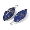 Dyed Natural Lapis Lazuli Gold Sun Pattern Pendants G-L524-14P-06-2