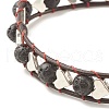 Natural Lava Rock & Alloy Heart Braided Beaded Bracelet BJEW-JB08302-4